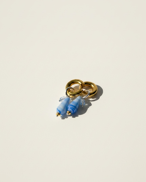 Blue Lagoon Charmed Gold Hoop Earrings