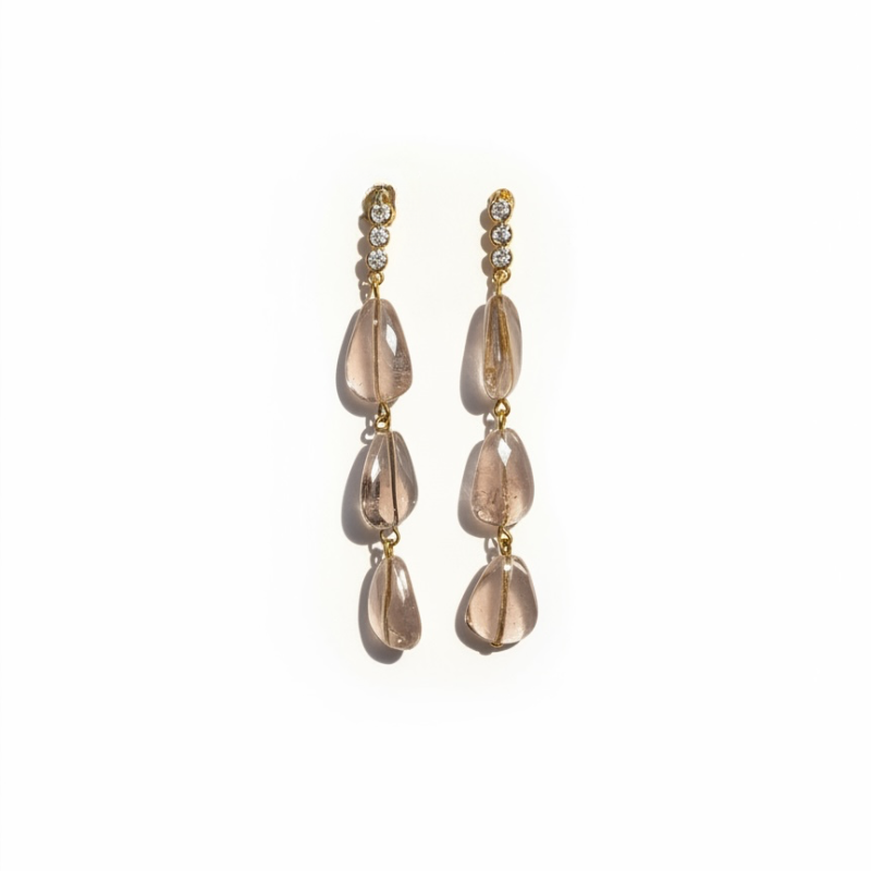 Pink Cascading Glass Drop Earrings