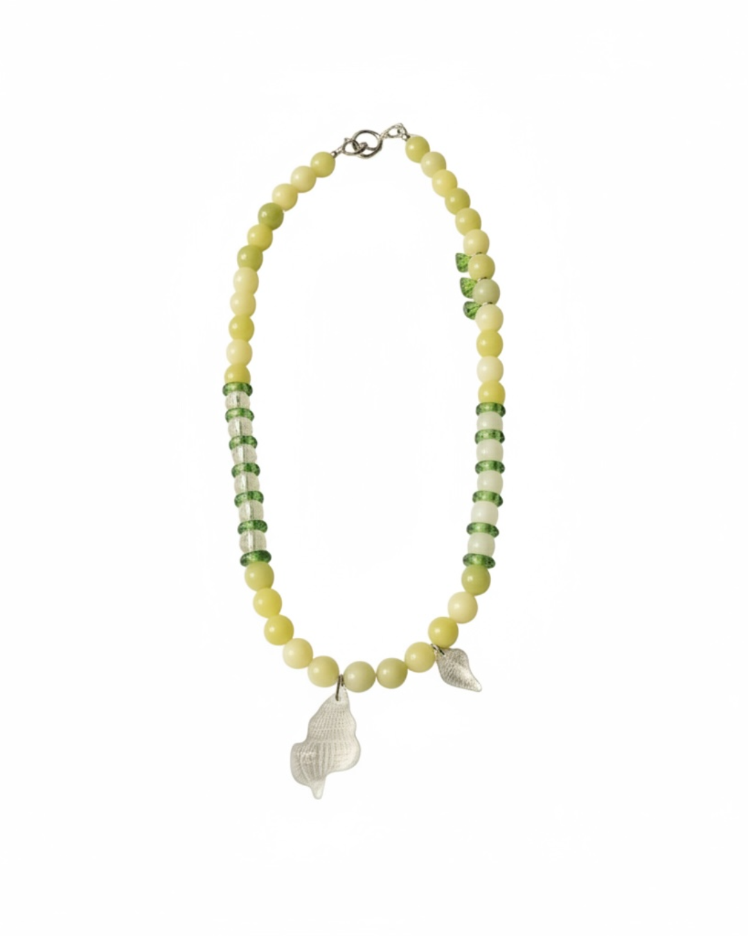 Green Glass Resin Pendant Necklace