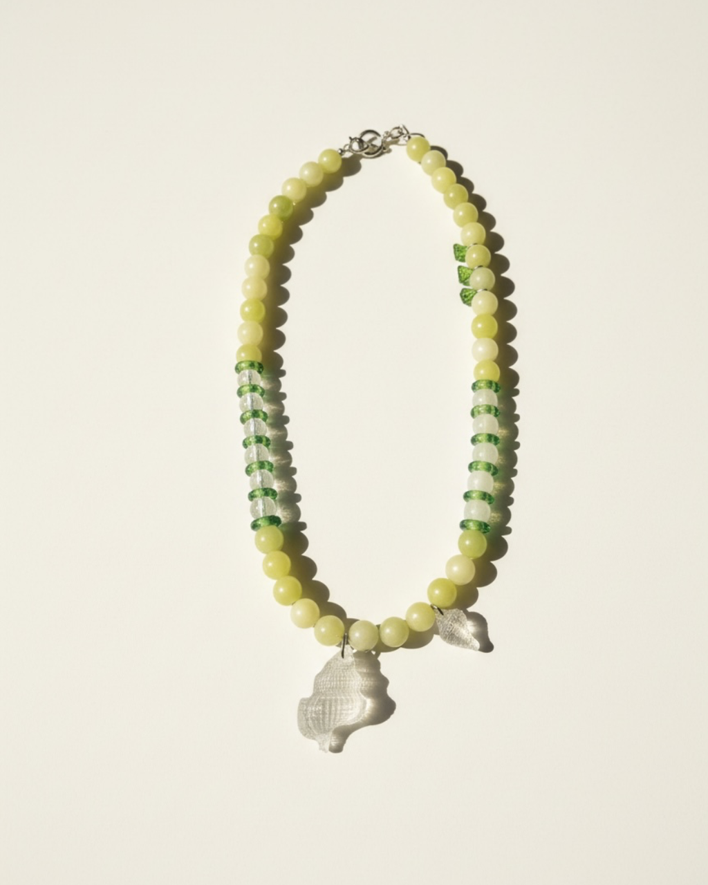 Green Glass Resin Pendant Necklace