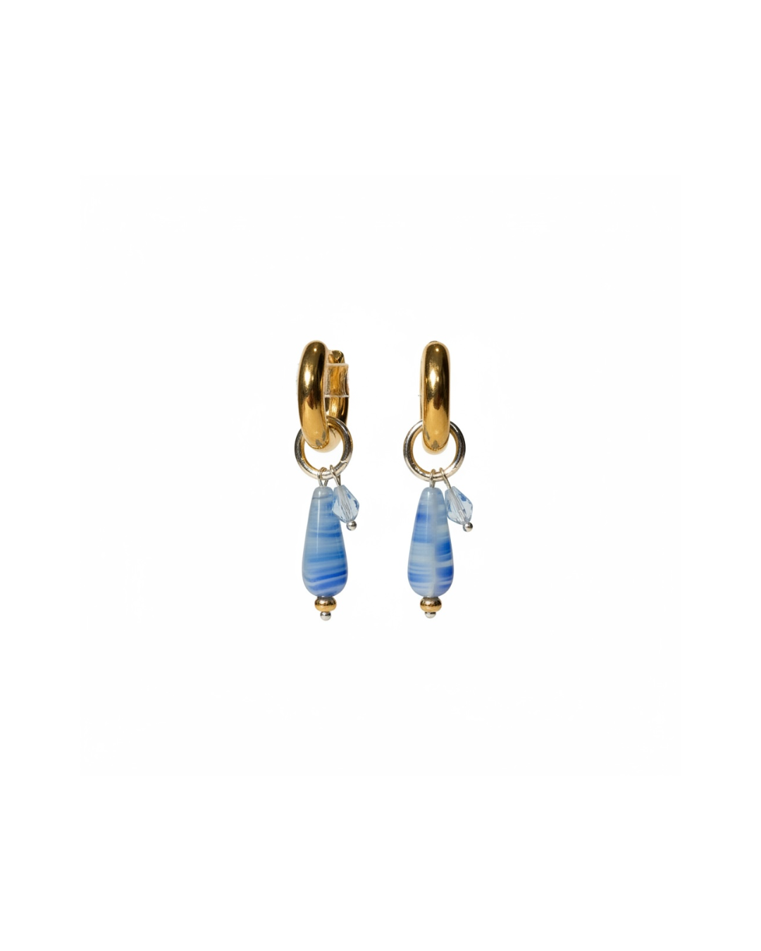 Blue Lagoon Charmed Gold Hoop Earrings
