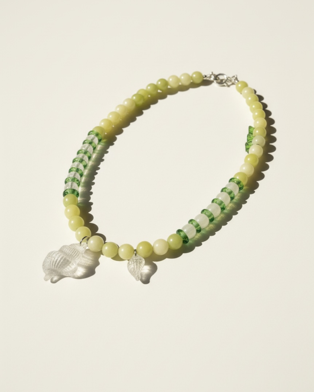 Green Glass Resin Pendant Necklace