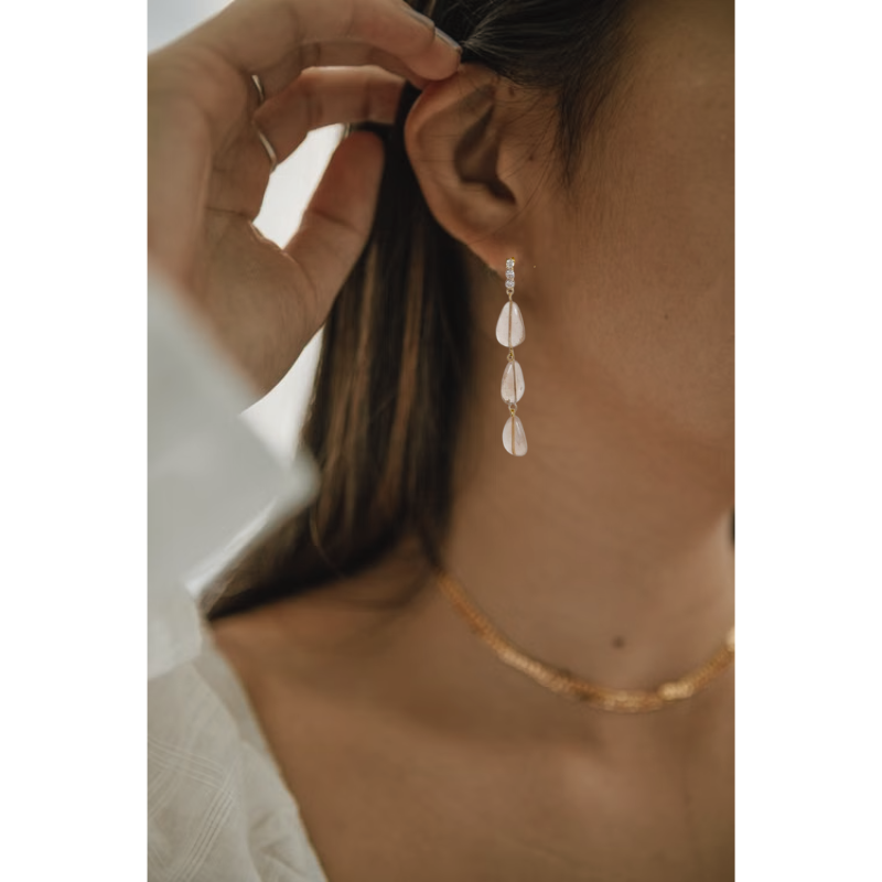 Pink Cascading Glass Drop Earrings