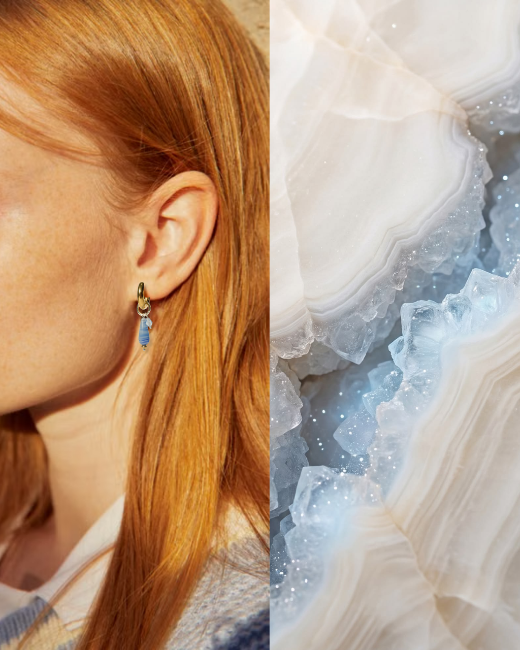 Blue Lagoon Charmed Gold Hoop Earrings