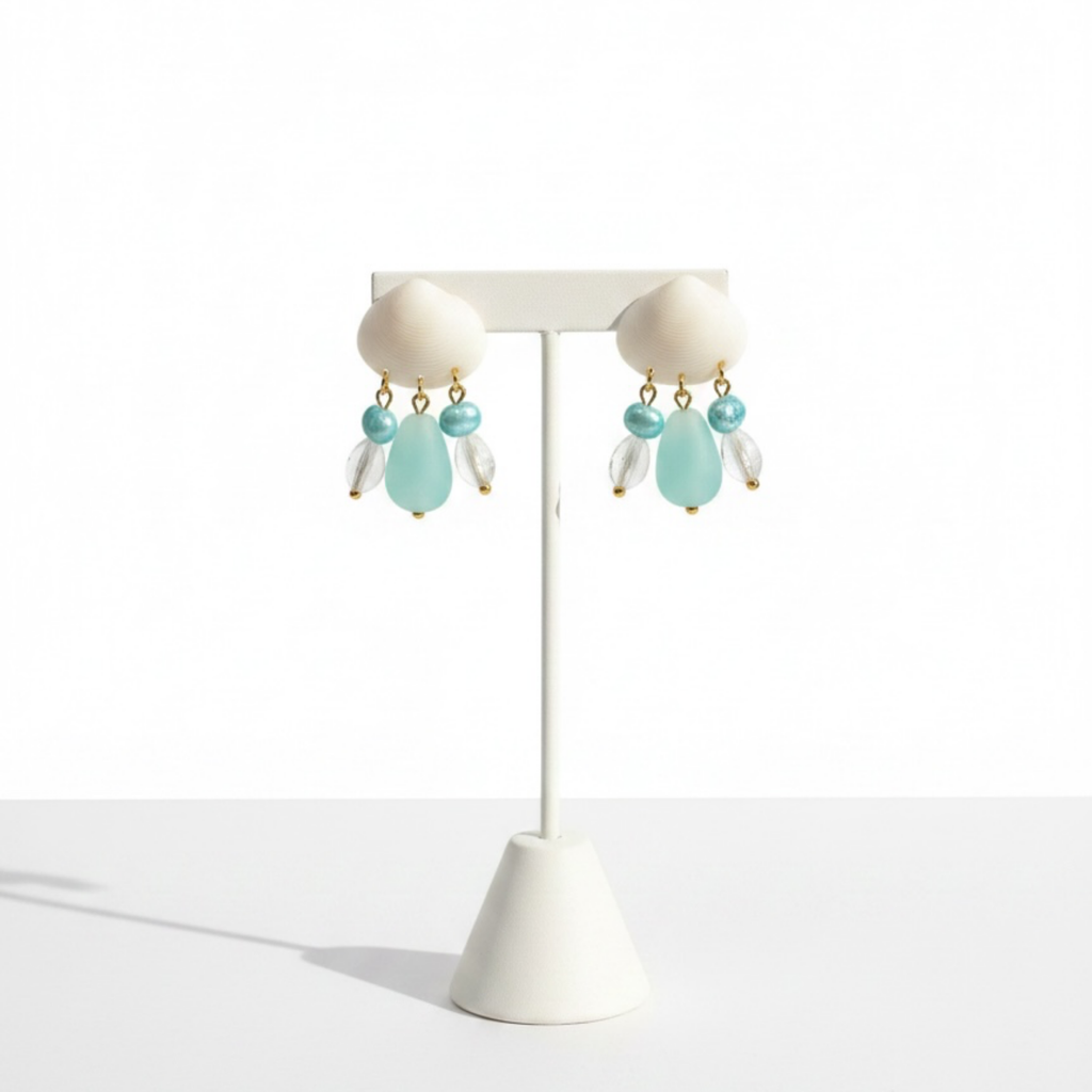 Blue Shell Drop Earrings