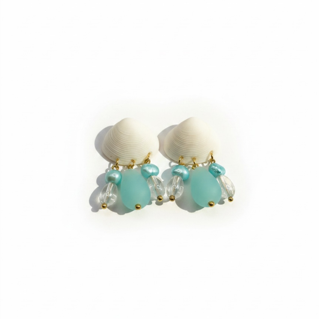 Blue Shell Drop Earrings