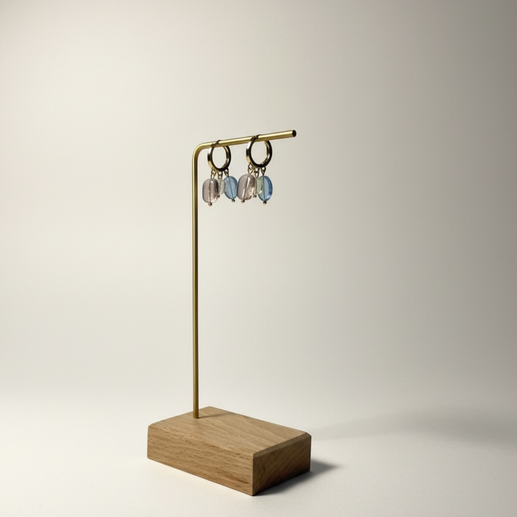 Pastel Glass Bead Hoop Earrings