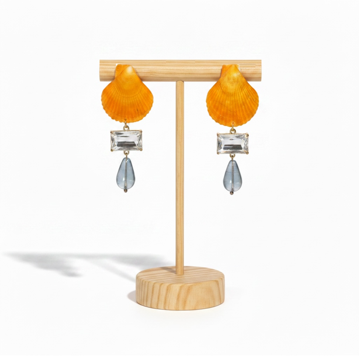 Natural Orange Shell Statement Earrings