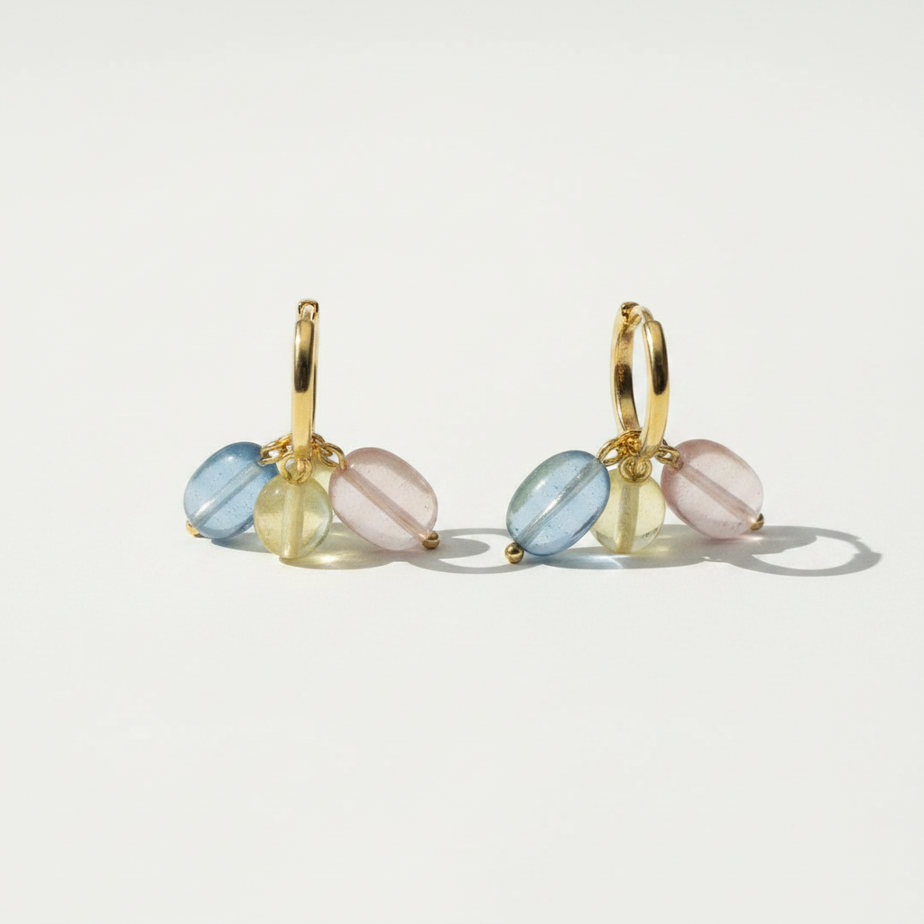 Pastel Glass Bead Hoop Earrings