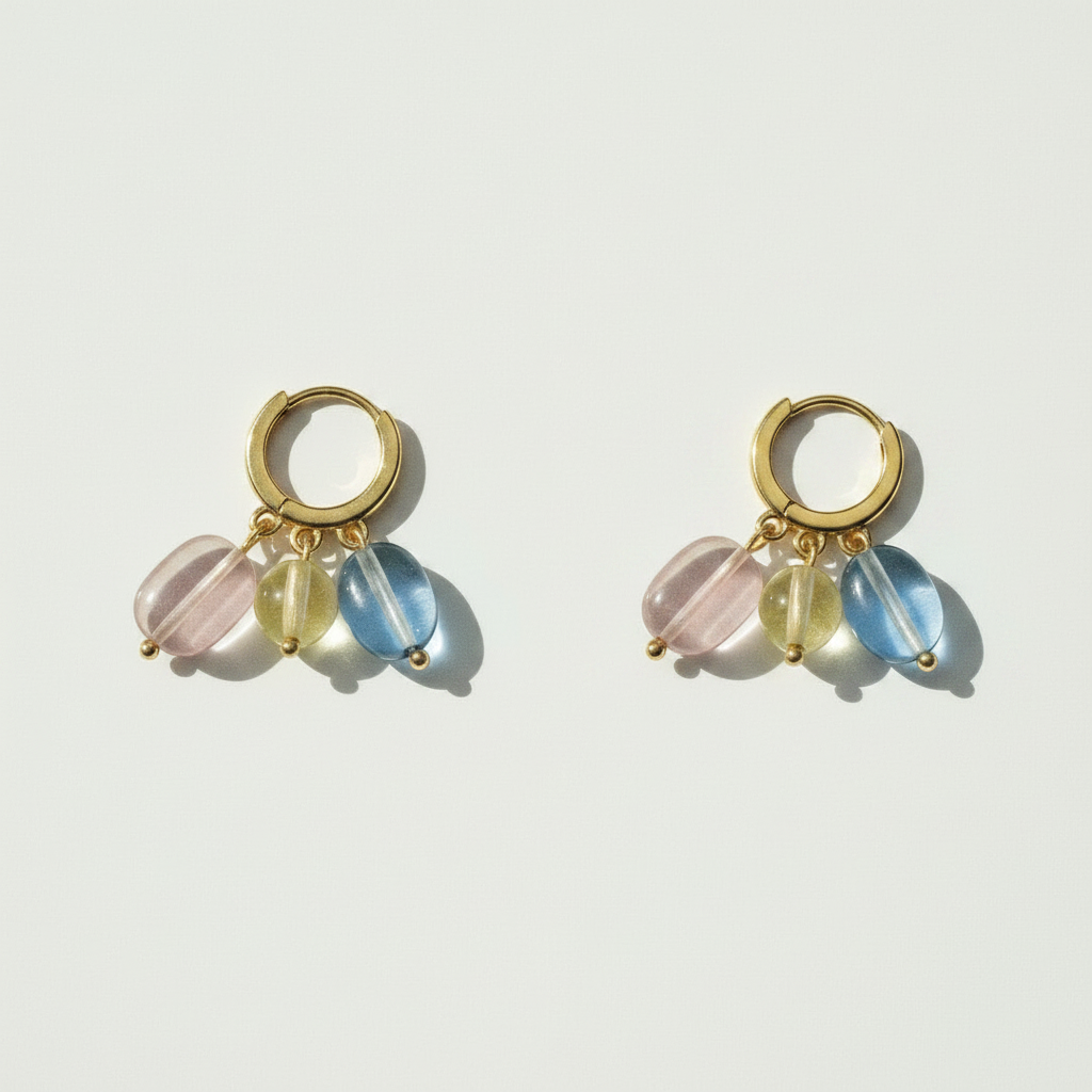 Pastel Glass Bead Hoop Earrings
